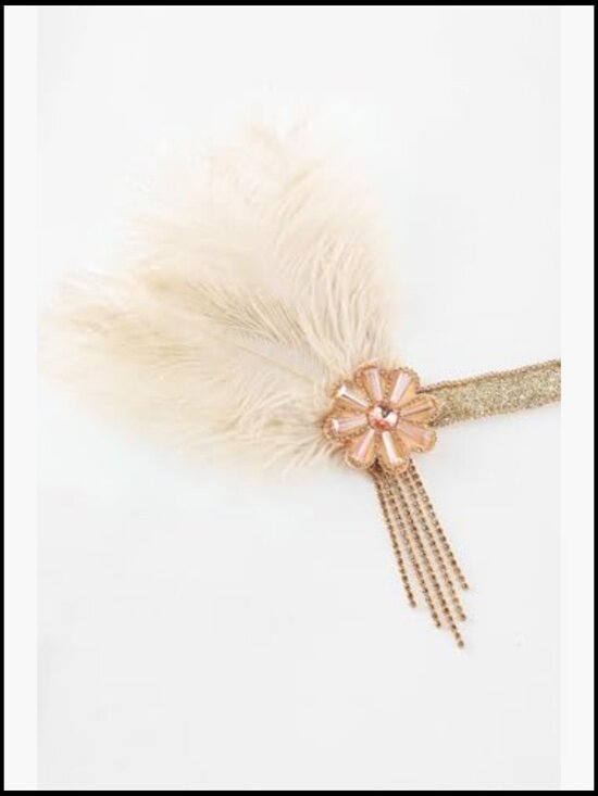 Flapper Feather Headband 1920s Gatsby Headpiece Crystal Rhinestones Soft main image 4